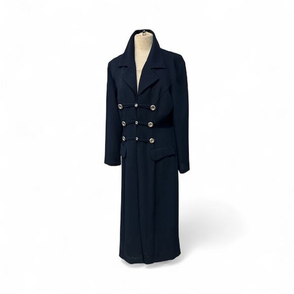 ZAFIR LONDON NAVY DOUBLE BREASTED MAXI DUSTER SZ 16 - Picture 1 of 5